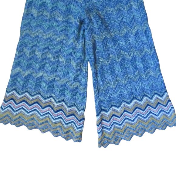 Ecote Boho Wide Leg Crop Knit Pants Aztec Blue Sz XS - Picture 5 of 10